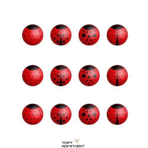 Сахарные медальоны Божьи коровки 60шт		