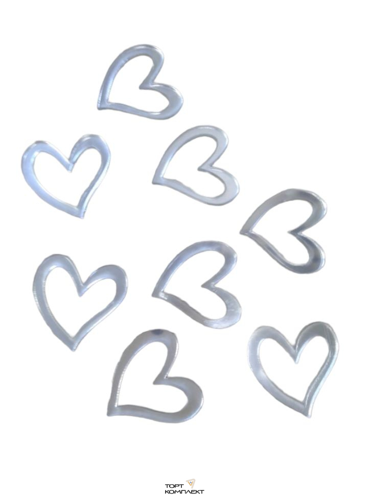 Топпер "Сердце" акрил серебро 4см 5шт