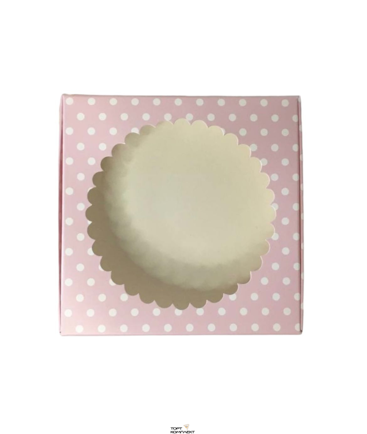 Коробка для пряников 11,5*11,5*3см розовый горох 