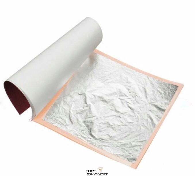 Пищевое серебро 5 листов 8х8см 23 карата 