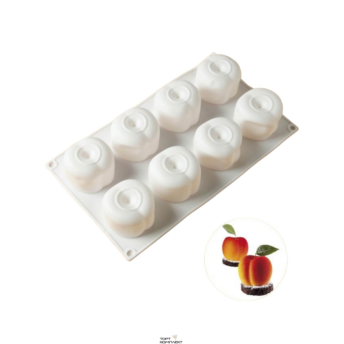 Форма силиконовая  для муссовых десертов 6,5х4см  "Персики" 8ячеек