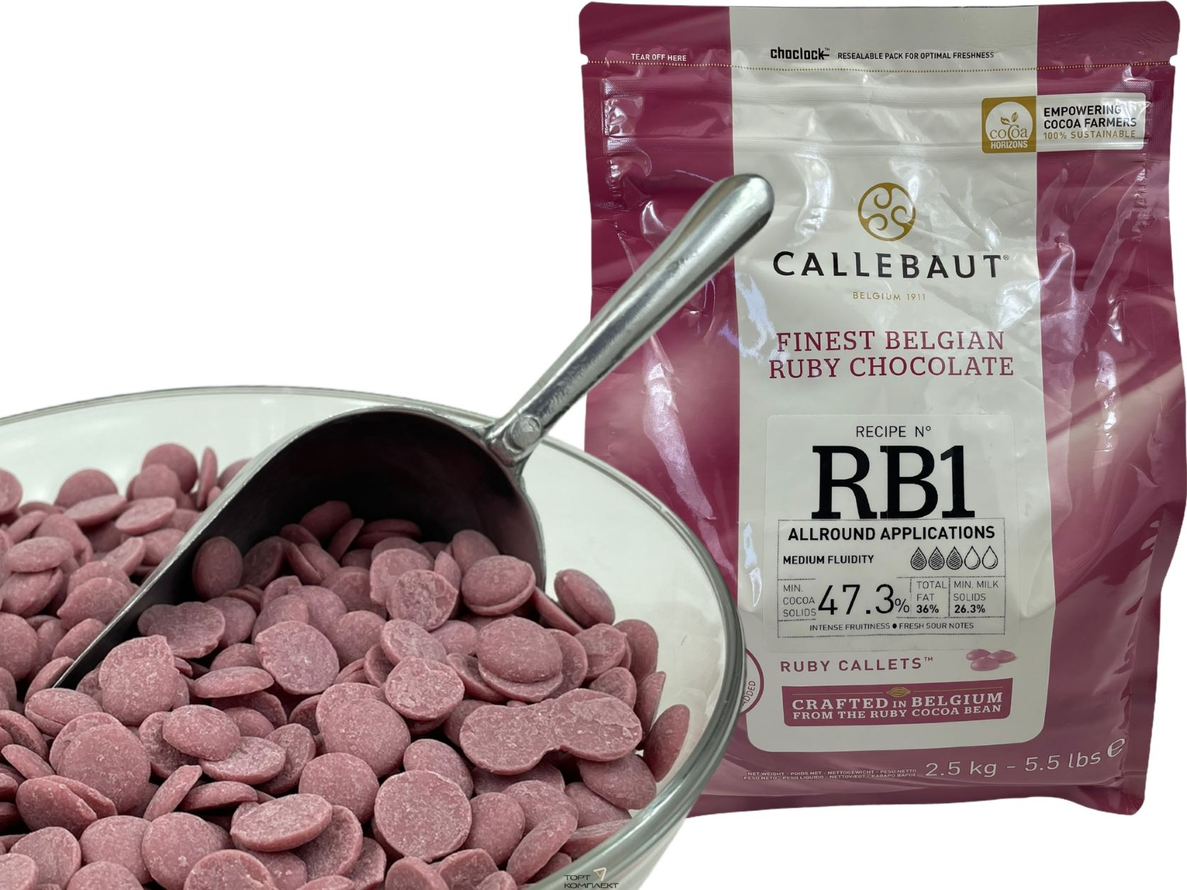 Шоколад Ruby Callebaut в каллетах 47,3%, 200гр