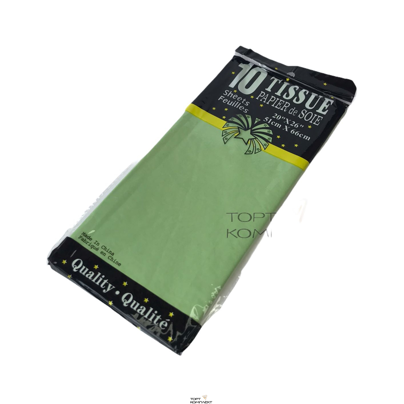 Бумага Тишью 51х66см ЗЕЛЕНЫЙ 10 лист.
