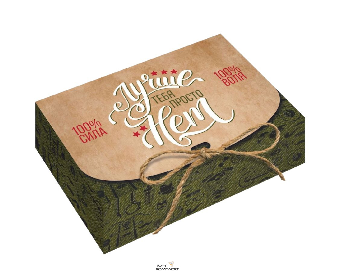 Коробка для сладостей 16,5х11,5х5см Мужская с завязкой