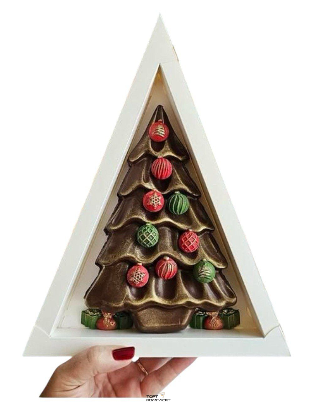 Коробка для шоколадной елки 24х16х3,5 см белая