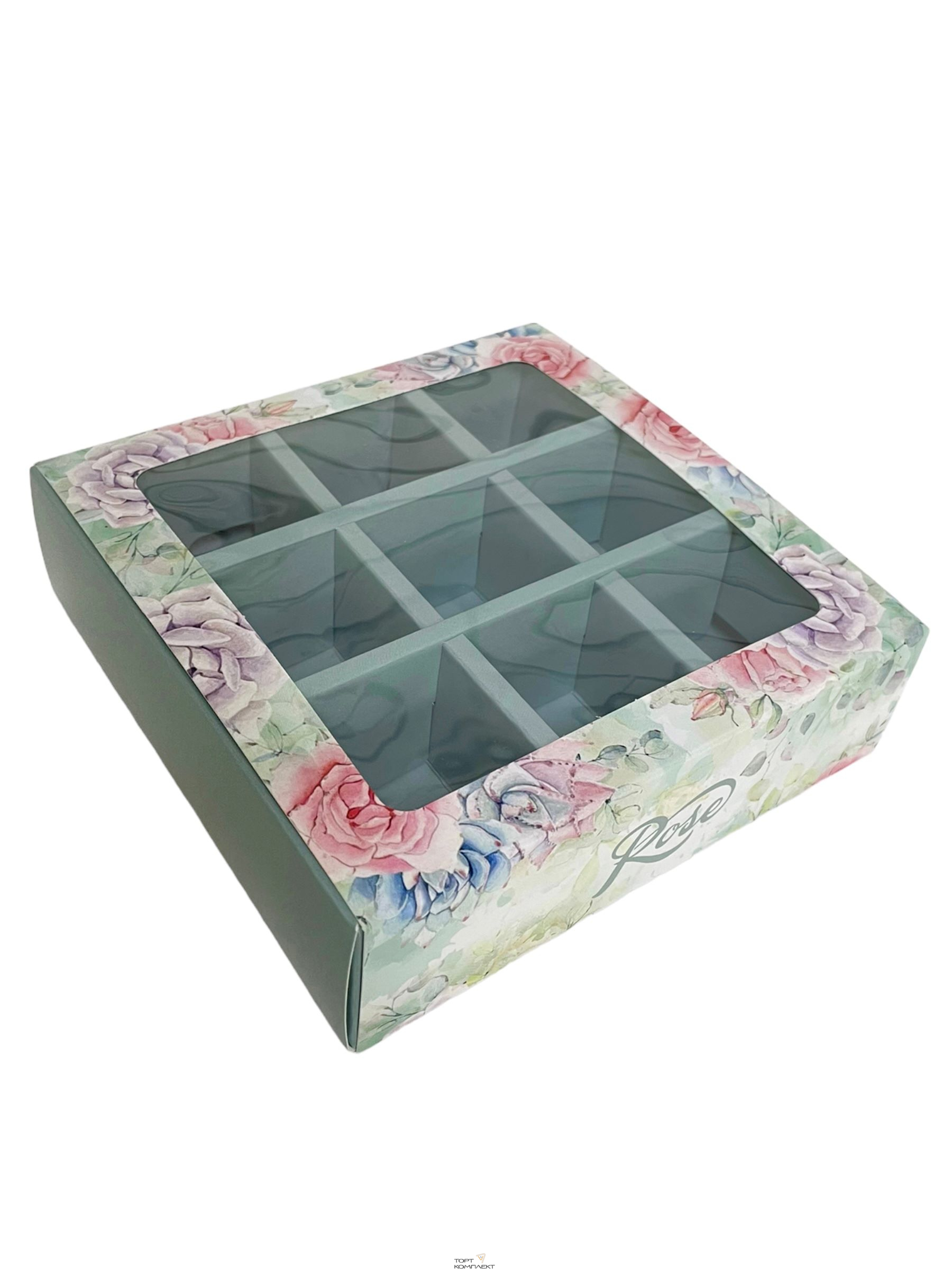 Коробка под 9 конф.пенал  "Rose" 14,5 х 14,5 х 3,5 см 