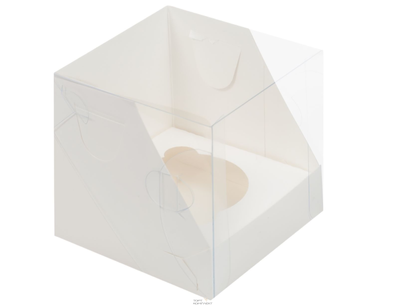 Купить Коробка для 1 капкейка с пластиковой крышкой 10*10*10см Белая