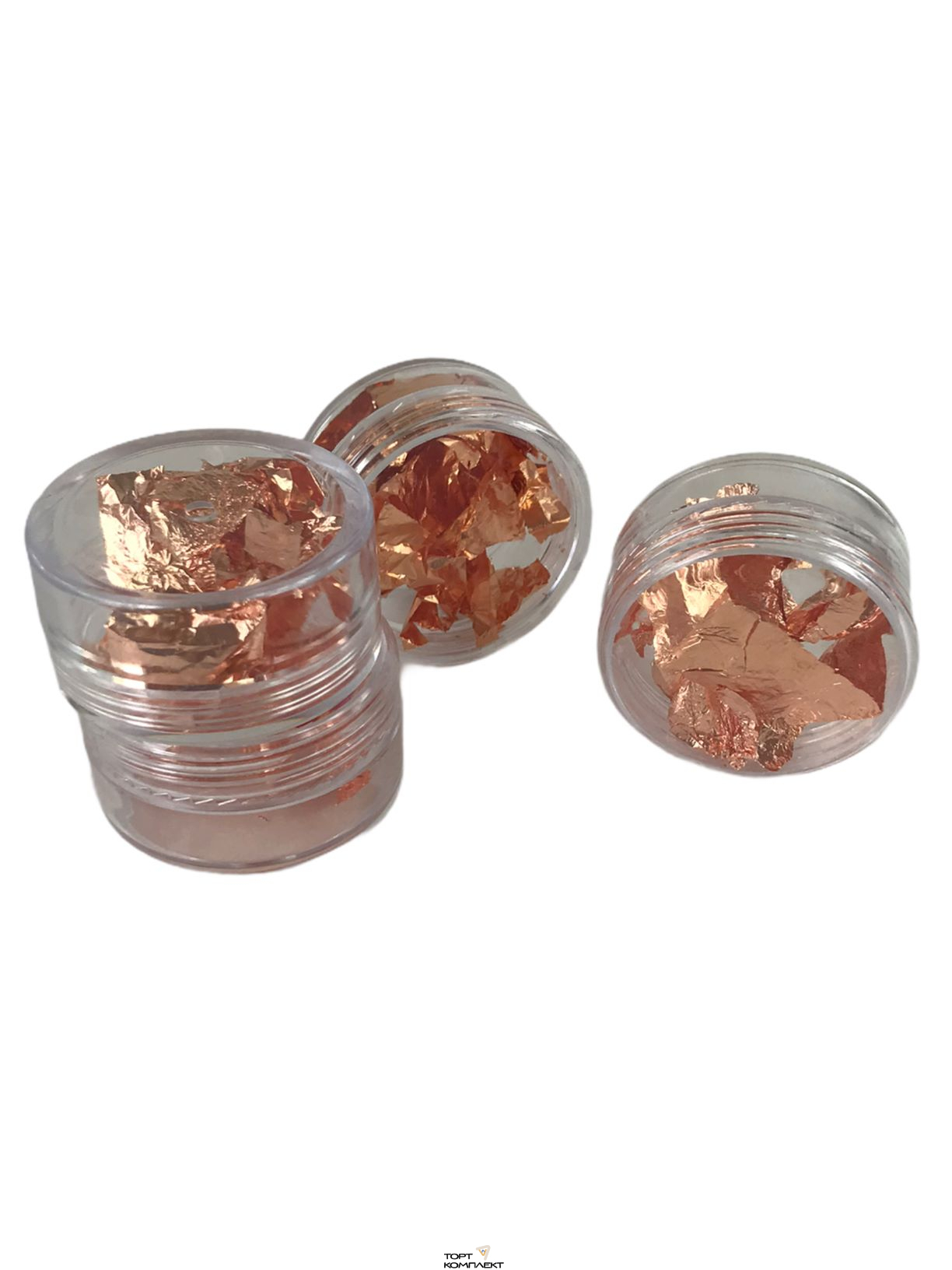 Декоративное золото розовое в баночке 1 лист 