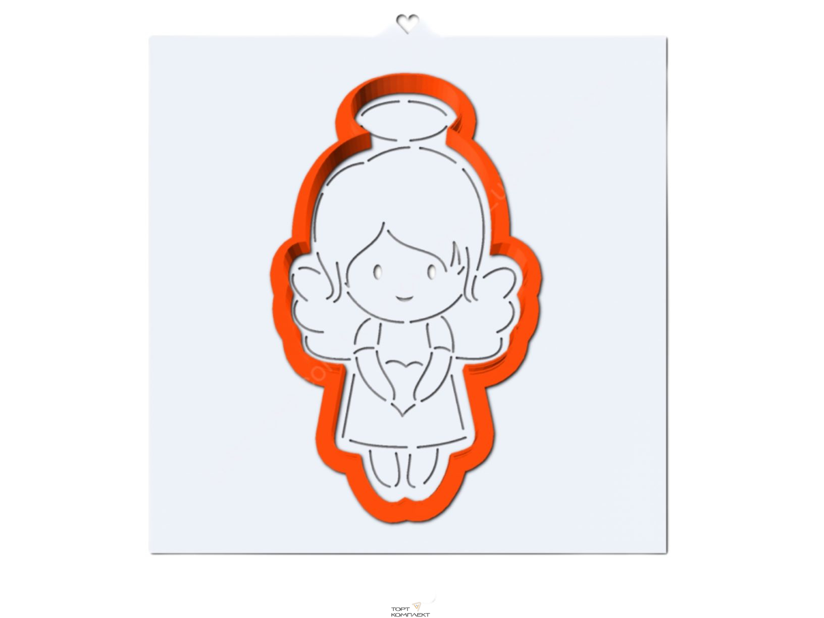 Форма для пряников с трафаретом "Ангел с сердечком" h12см