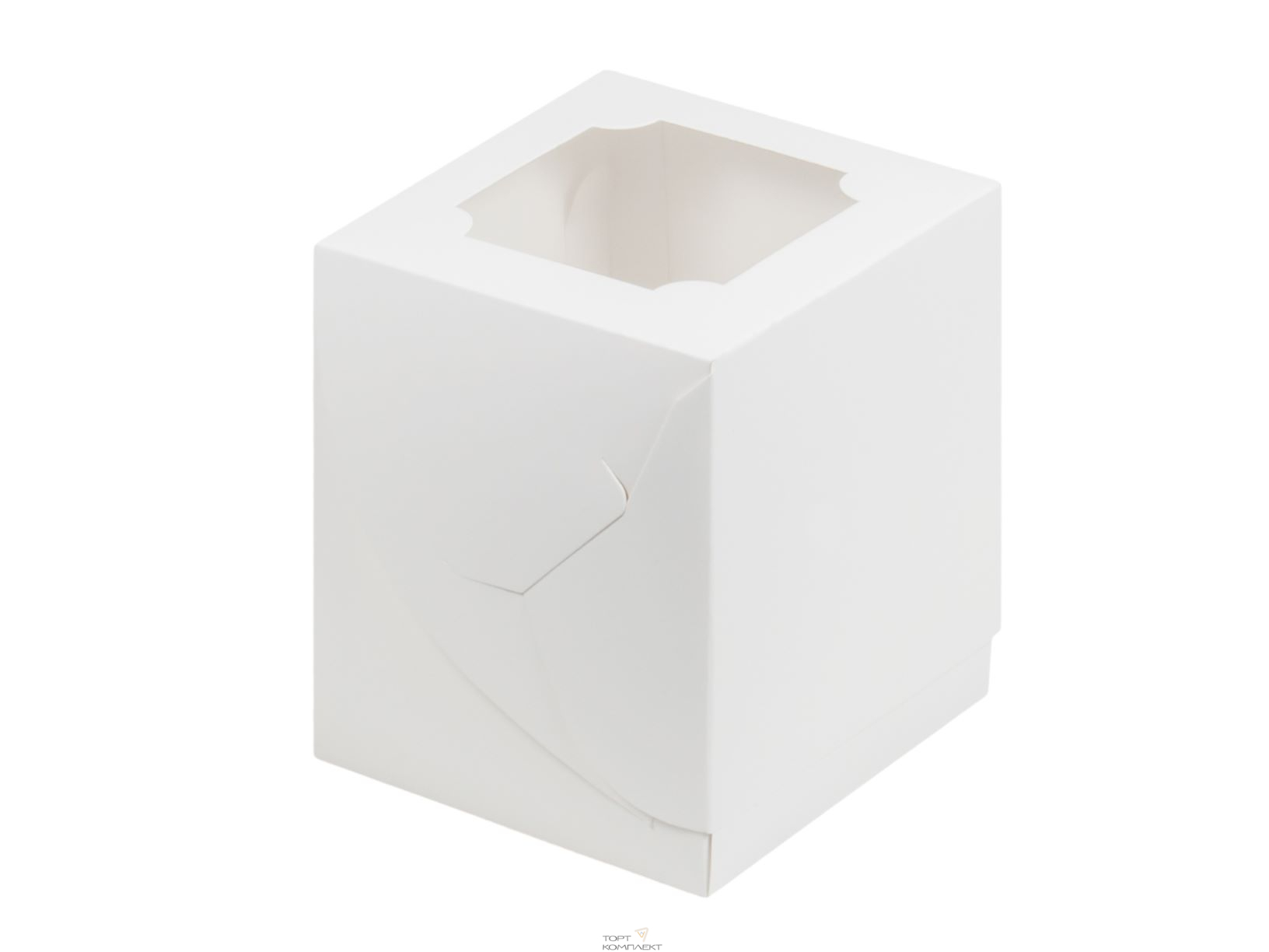 Коробка на 1 капкейк с окном 10*10*10см белая