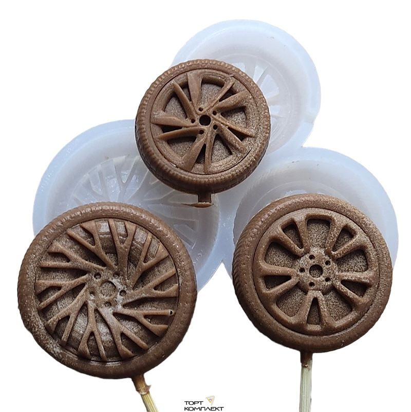 Силиконовая форма для леденцов и шоколада "Колеса"