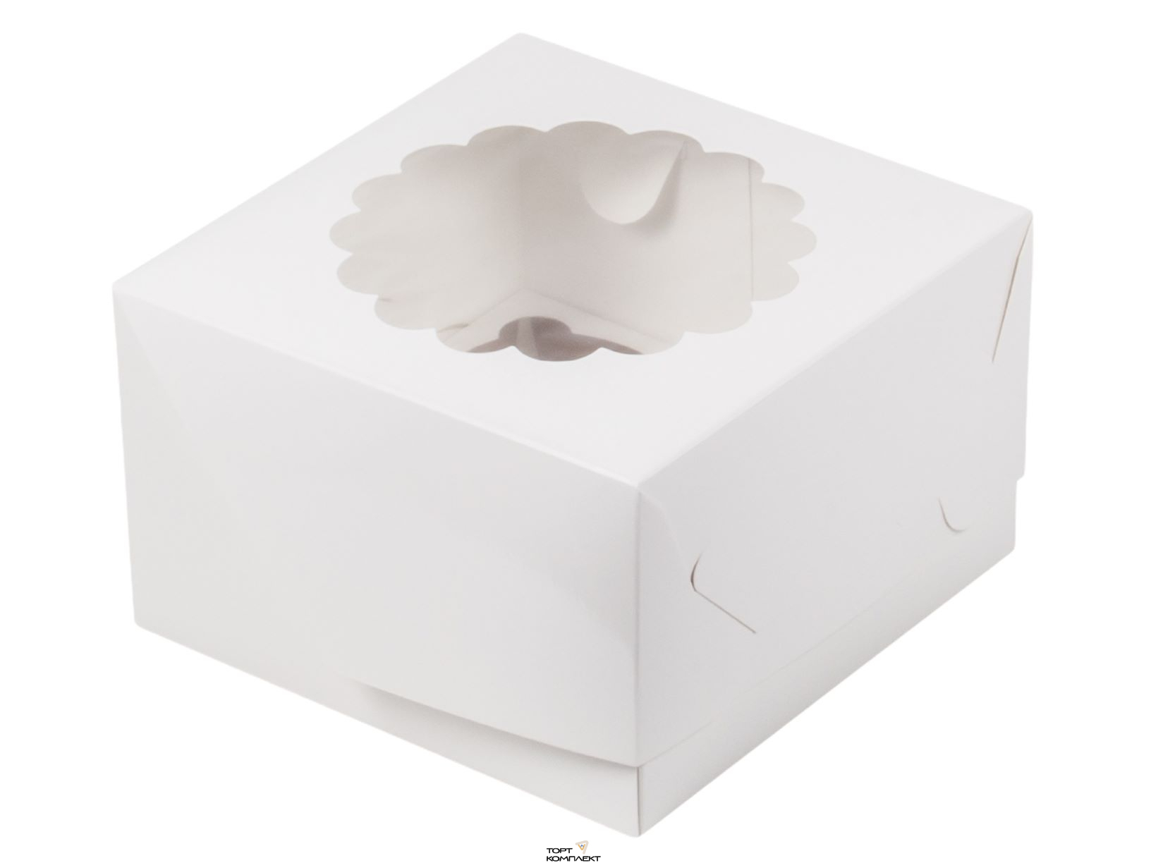 Коробка для 4 капкейка с окном 16/16/10см Белая