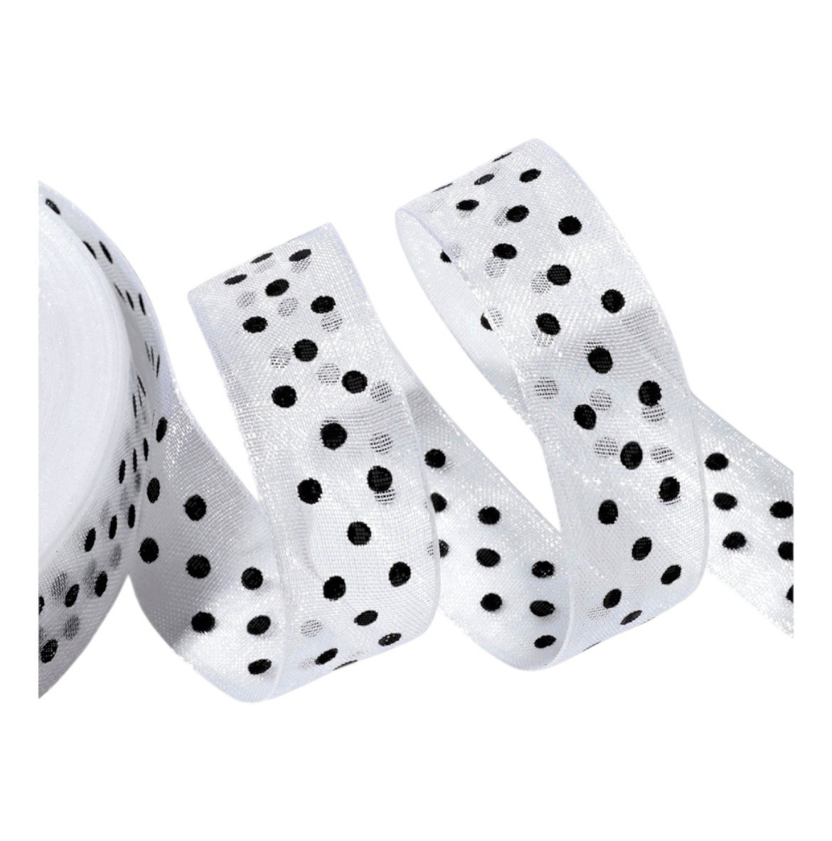 Лента капроновая 12 мм 25 м белая в горох